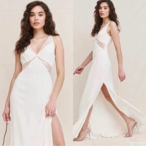 Reformation Zarrah Ivory Lace-Trim Wedding Dress